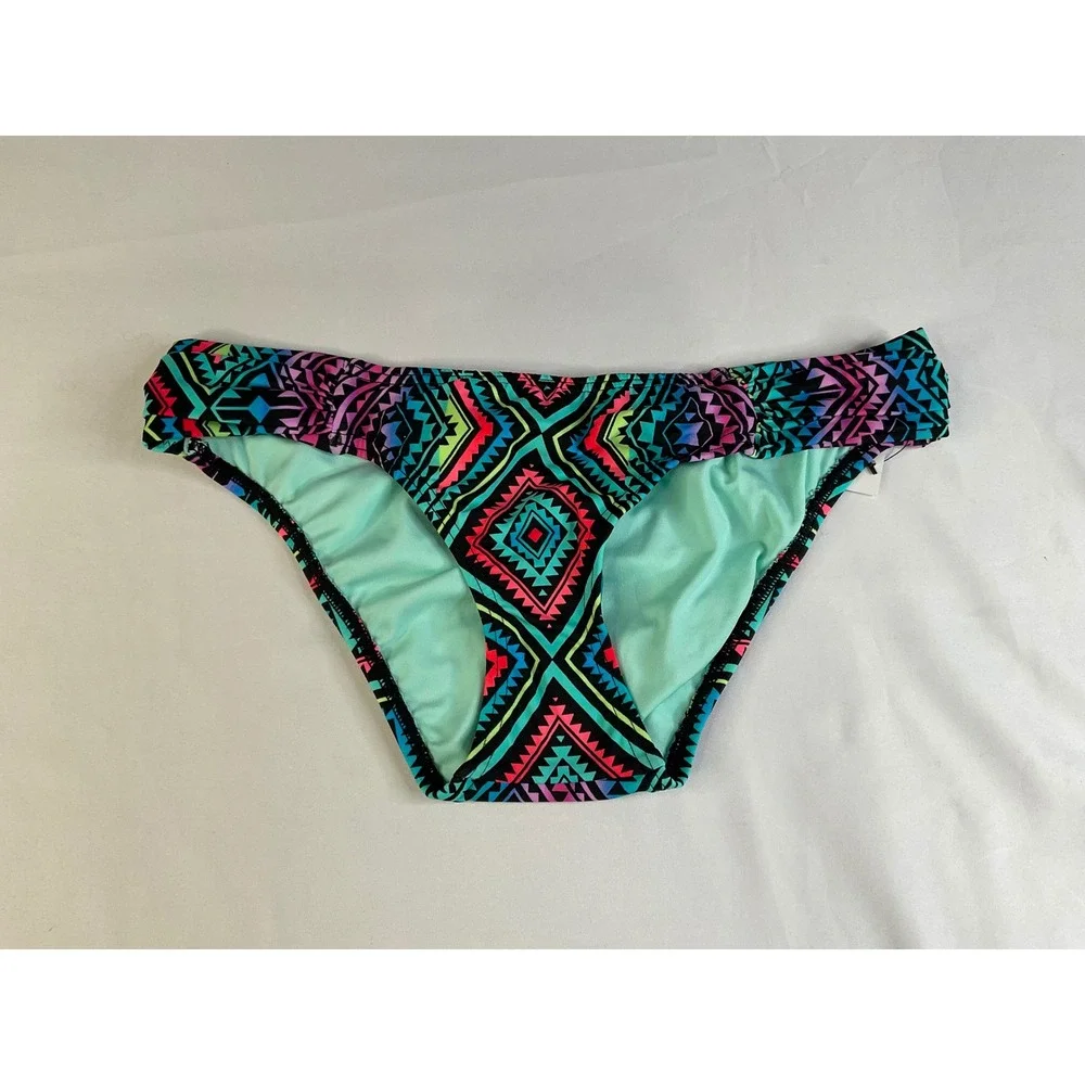 Sundazed Womens XS Viva Side Drape Bikini Bottom Geometric Tribal Neon‎ F04007